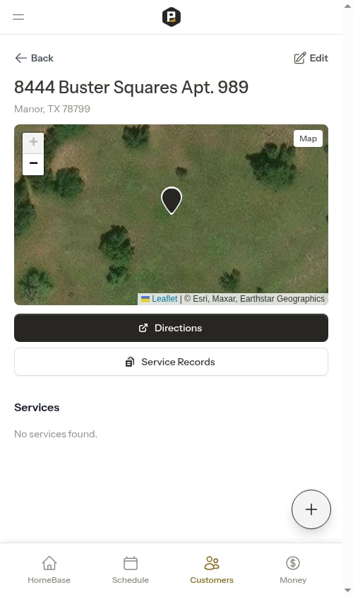 Property map in satellite view with the property pin