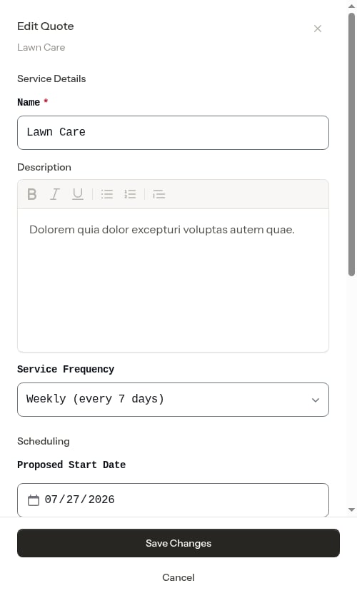 Edit modal with existing item