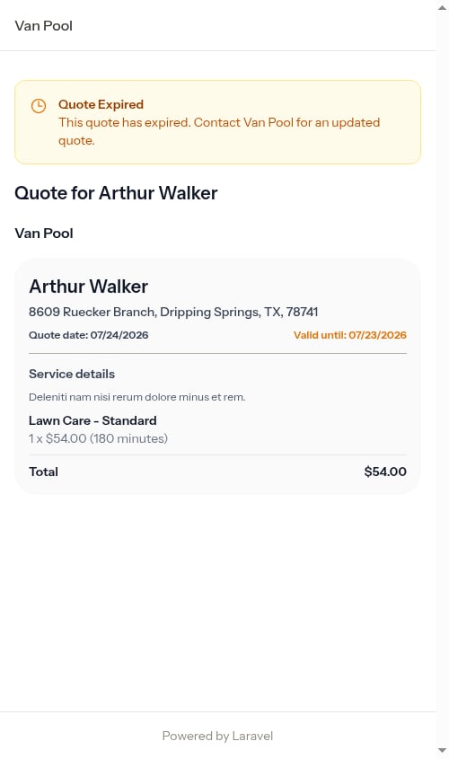Expired quote notice