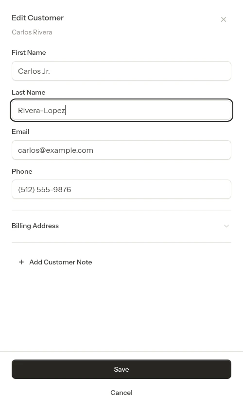 Edit form with changes