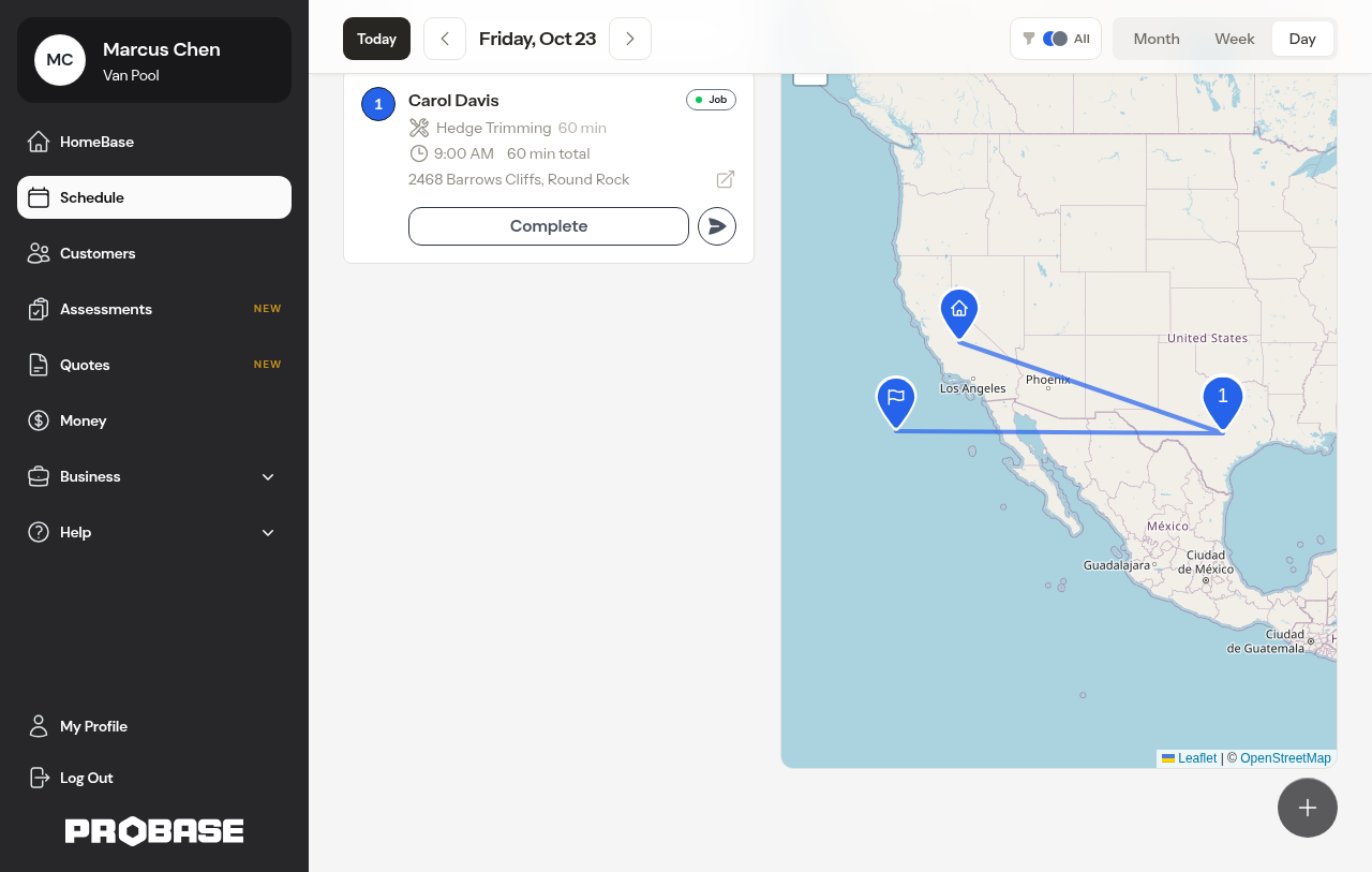 The route map stays pinned while the stop list scrolls