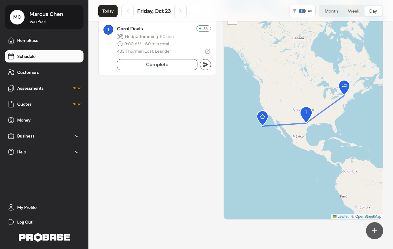 The route map stays pinned while the stop list scrolls