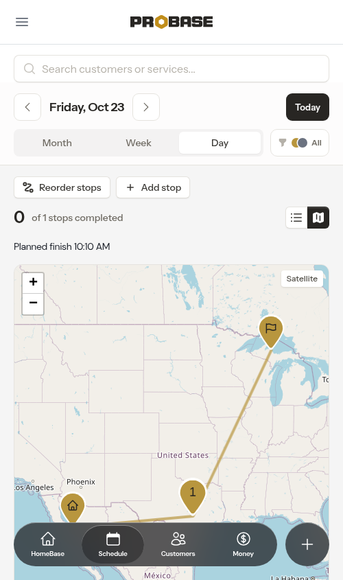 Mobile day view — map