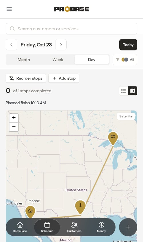 Mobile day view — map