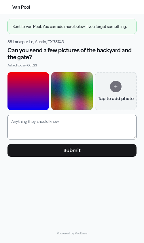Both photos showing after they were sent