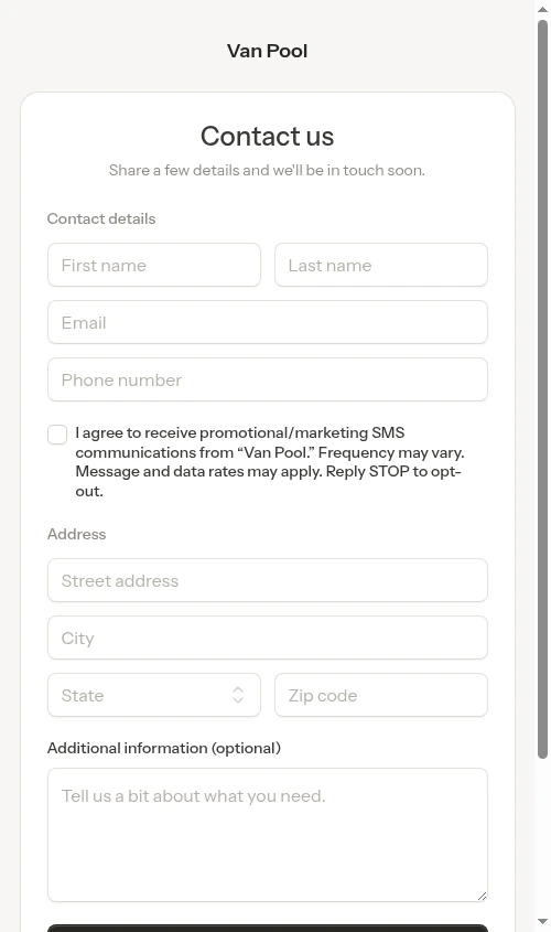 The public contact form a visitor fills out