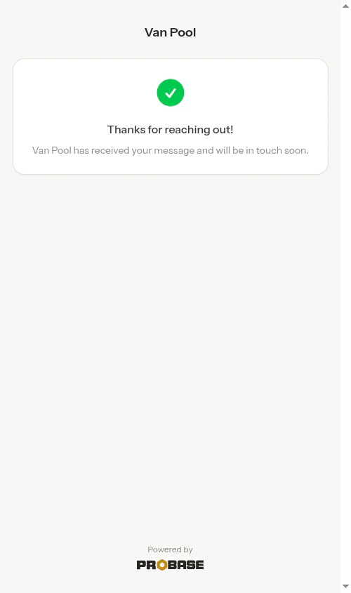Confirmation screen after a visitor submits the form