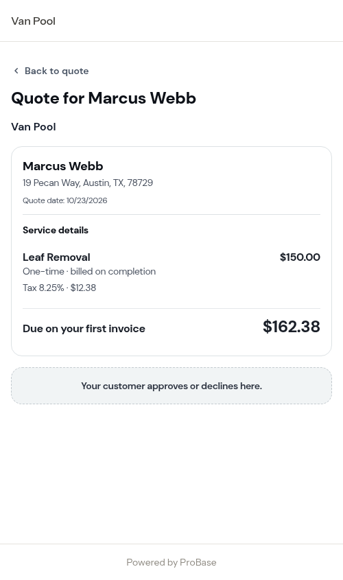 Previewing the quote as the customer