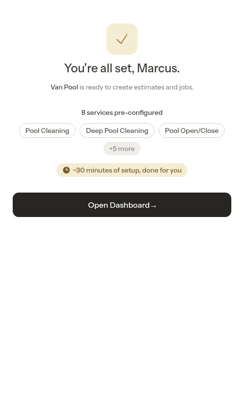 You're all set, with a Pool catalog seeded
