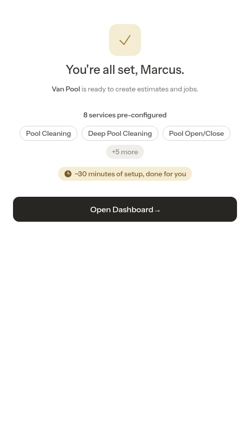 You're all set, with a Pool catalog seeded