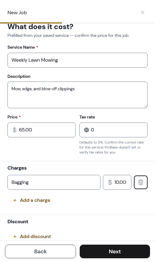 A charge added on the pricing step