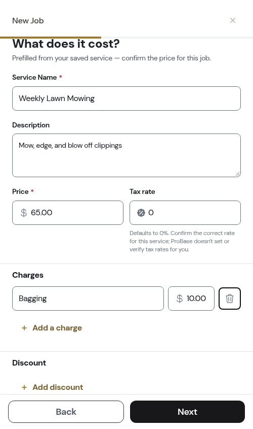 A charge added on the pricing step