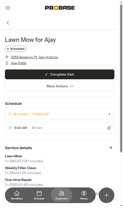 Appointment detail with recurring items
