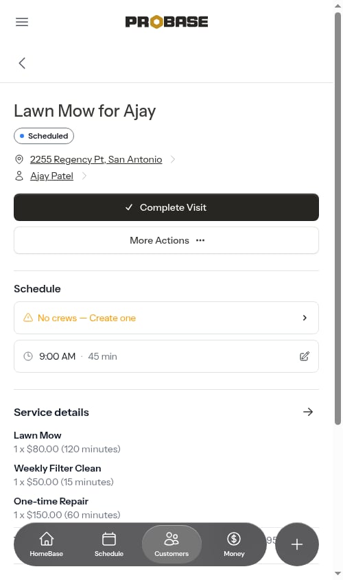 Appointment detail with recurring items