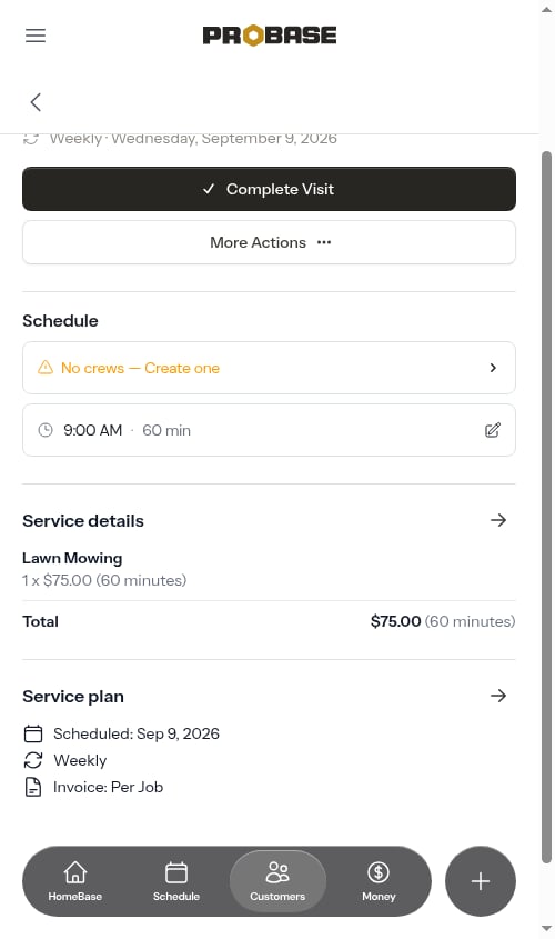 Quick actions for a scheduled appointment