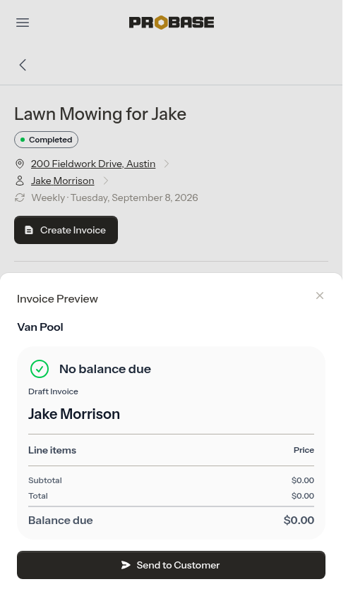 Invoice preview flyout on appointment detail