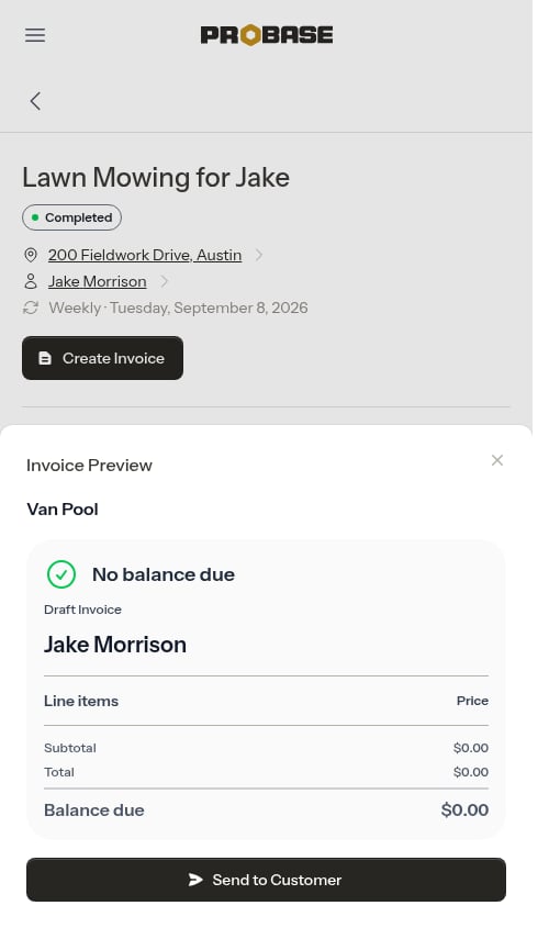 Invoice preview flyout on appointment detail
