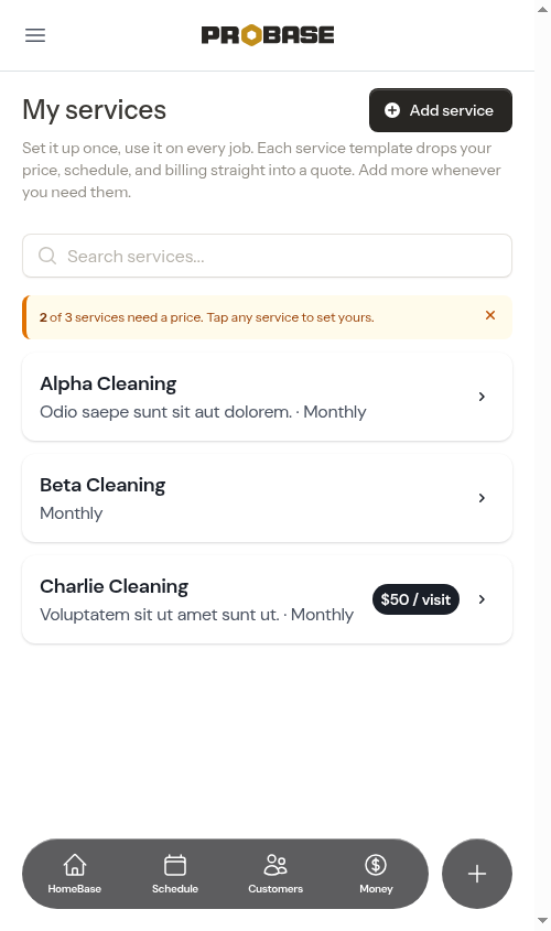 Pricing reminder banner
