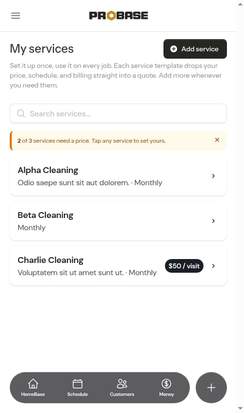Pricing reminder banner