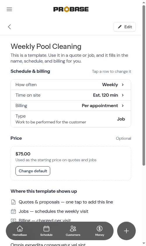 Service checklist empty state