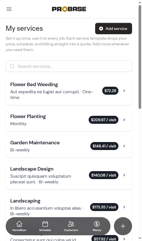 My services with every gallery service added