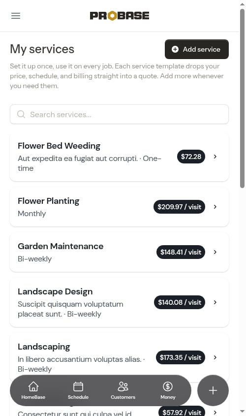 My services with every gallery service added