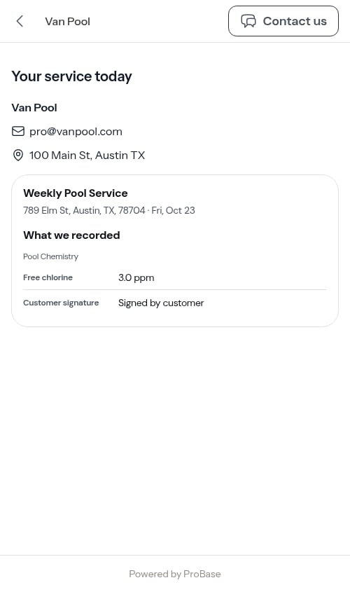 Checklist answers on the customer's document