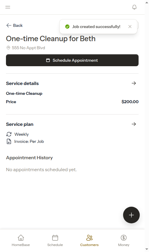 Job created without appointment