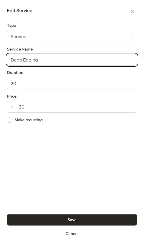 Edit form with updated fields