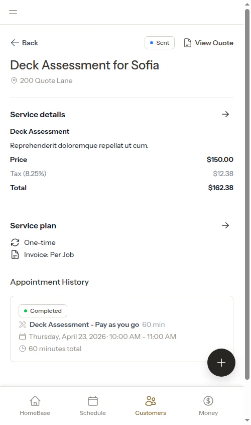 Assessment service page with View Quote button