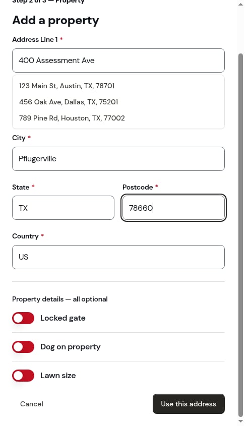 Using the address on file