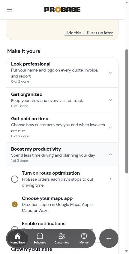 The Enable notifications setup on HomeBase