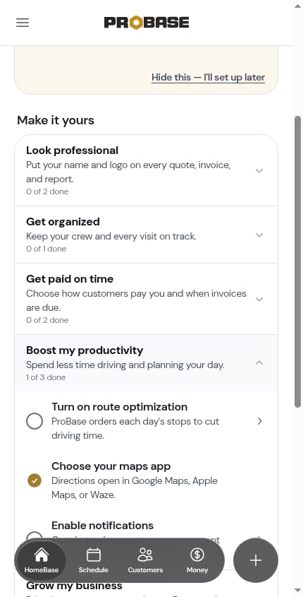 The Enable notifications setup on HomeBase