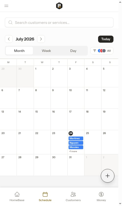 Month grid with appointments