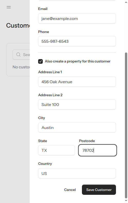 Property form filled