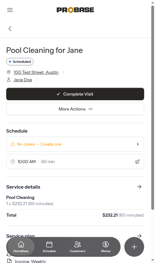Job detail page with the back arrow at the top