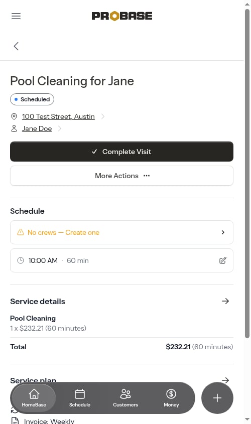 Job detail page with the back arrow at the top