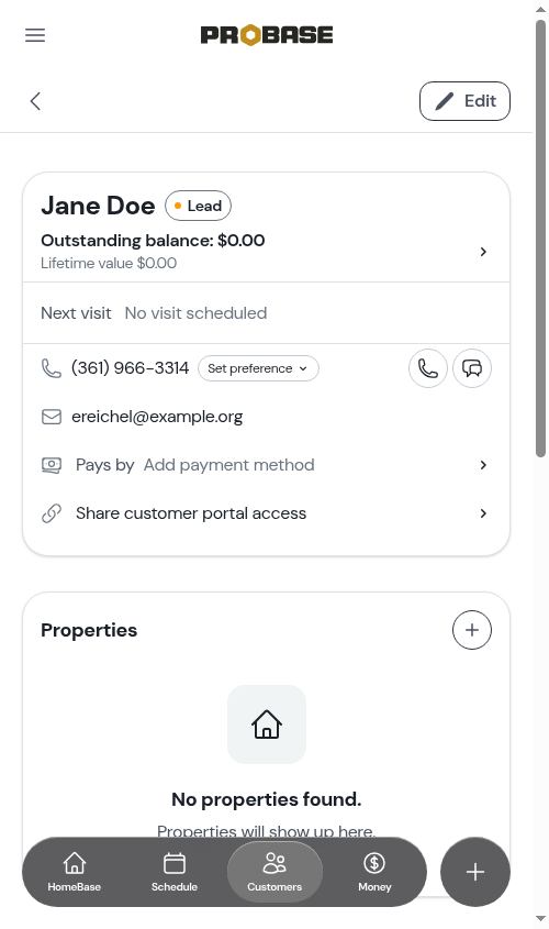 Customer detail page