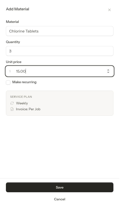 Material form filled