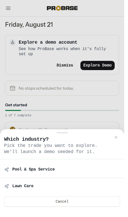 Choosing which industry demo to open