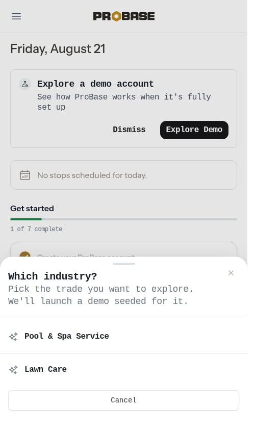 Choosing which industry demo to open