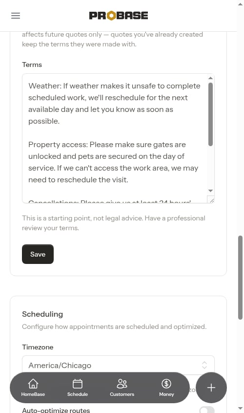 Quote terms in settings