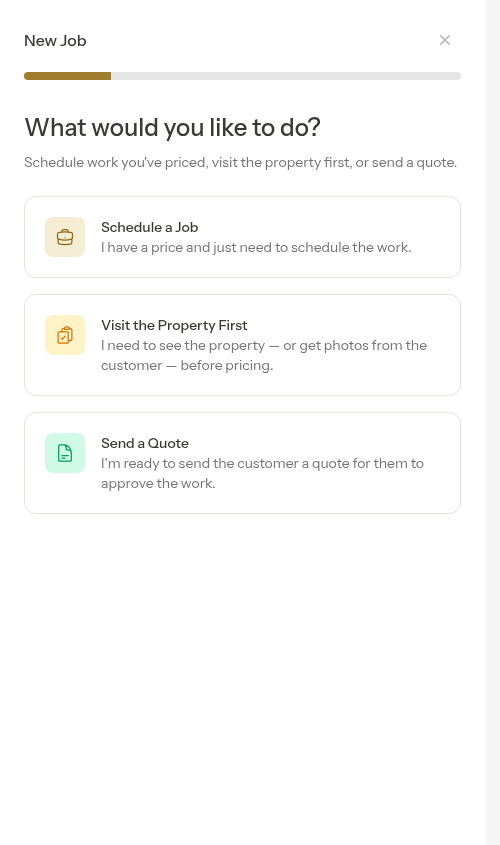New job form over the schedule