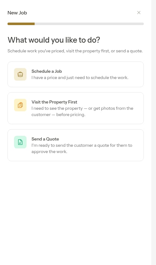 New job form over the schedule