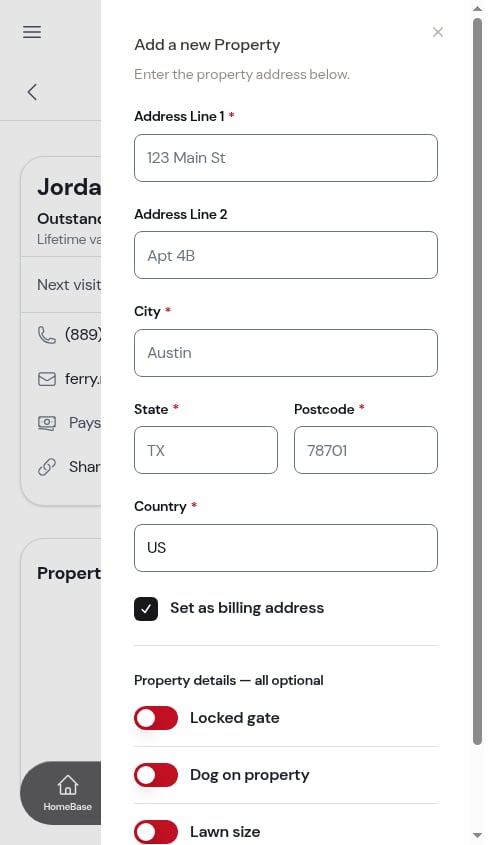 Add property form
