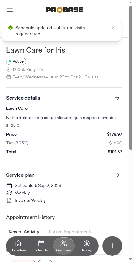 A completed past visit survives a schedule rebuild