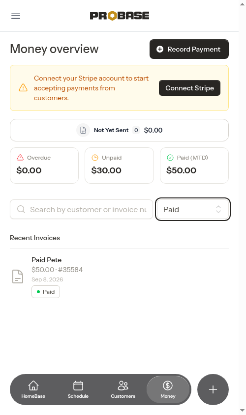 Filtered to show paid invoices