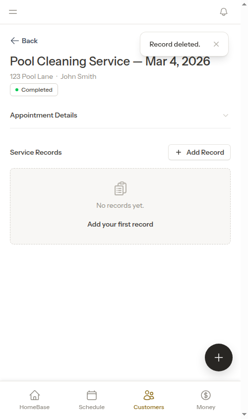 After deleting entry