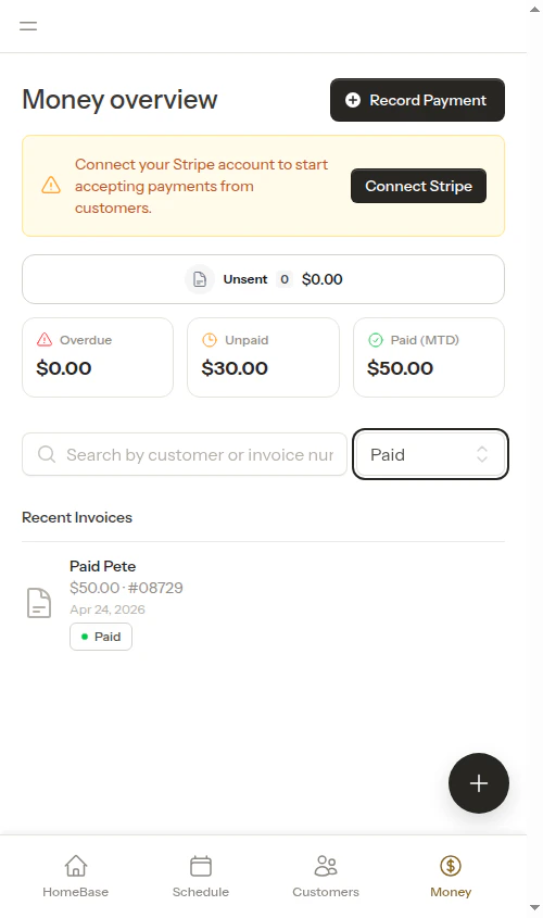 Filtered to show paid invoices