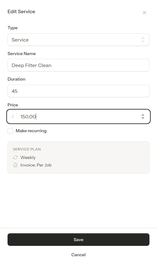 Edit form with updated fields